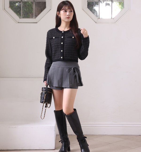  「【リボン取り外し可能】ポインテッドストレッチブーツ」|その他|