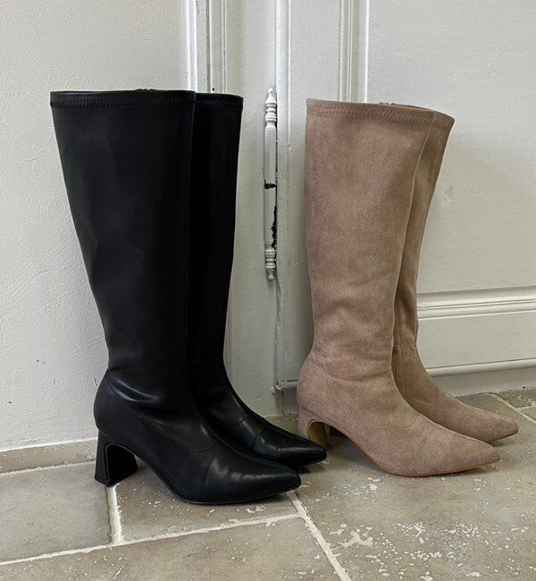  「【リボン取り外し可能】ポインテッドストレッチブーツ」|その他|