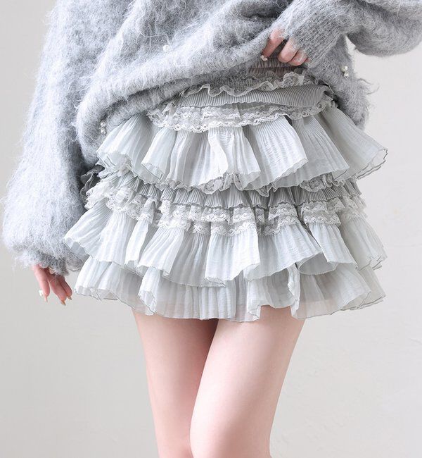  「フリルミニスカート」|スカート|グレー