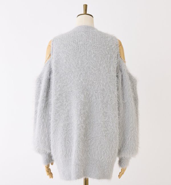  「肩あきビジューニットミニワンピ」|ワンピース|