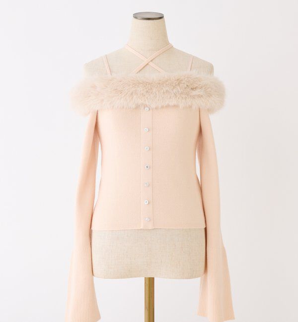  「キラキラボタンファーオフショルニット」|ニット・セーター|