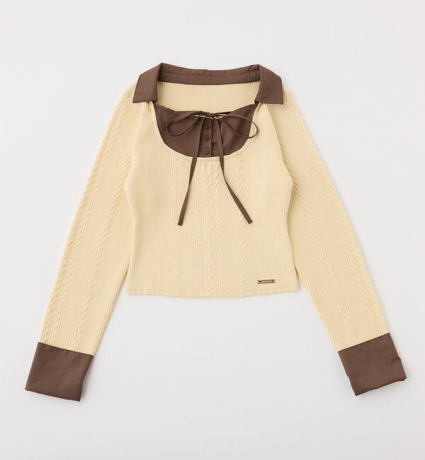  「シャツドッキングレイヤード風ニット」|ニット・セーター|