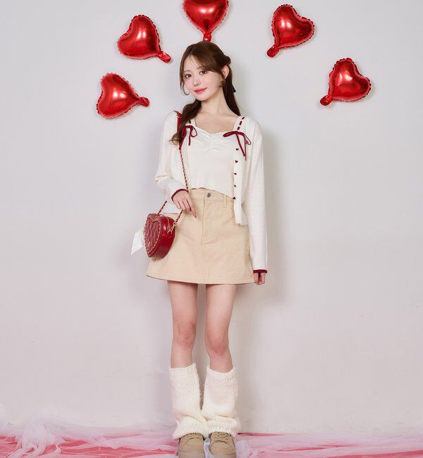  「【Heart collection】ハートボタンビスチェセットカーディガン」|ニット・セーター|