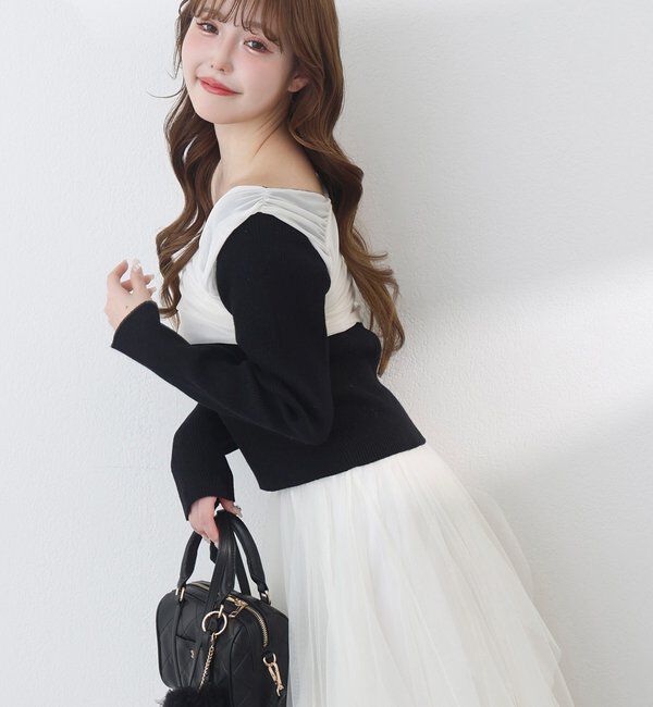  「異素材ドッキングオフショルニット」|ニット・セーター|