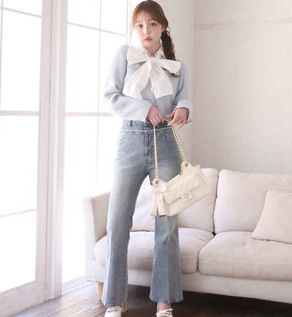  「【SMサイズ展開あり】ウエストレースフレアデニム」|その他|