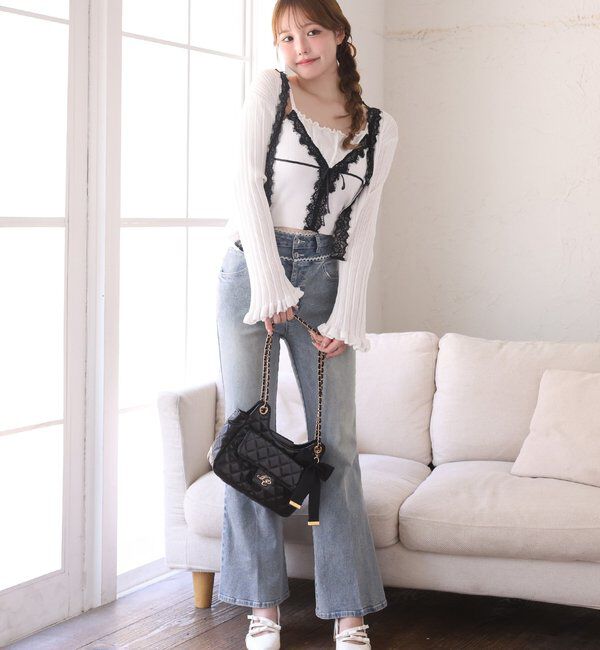  「【SMサイズ展開あり】ウエストレースフレアデニム」|その他|