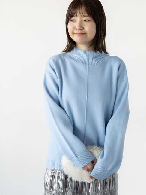 Lugnoncure「コットンタッチハイネックニット」|ニット・セーター|サックスブルー