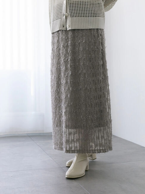 Samansa Mos2 blue「フリンジレーススカート」|スカート|グレー