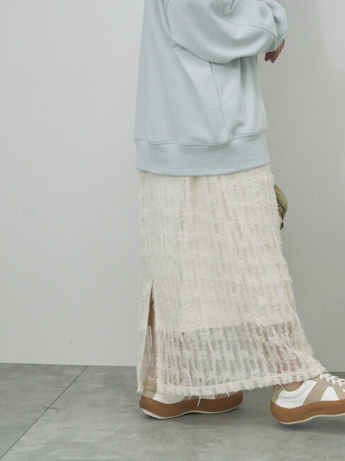 Samansa Mos2 blue「フリンジレーススカート」|スカート|