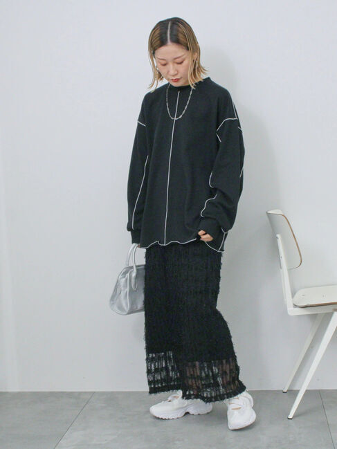 Samansa Mos2 blue「フリンジレーススカート」|スカート|