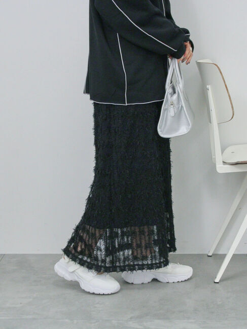 Samansa Mos2 blue「フリンジレーススカート」|スカート|