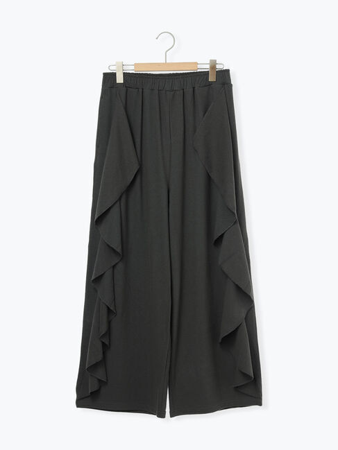 Samansa Mos2「カットクレープフリルワイドパンツ」|その他|チャコールグレー
