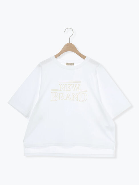 Samansa Mos2「シルケット天竺ワイドアームプリントTシャツ」|Tシャツ・カットソー|オフホワイト