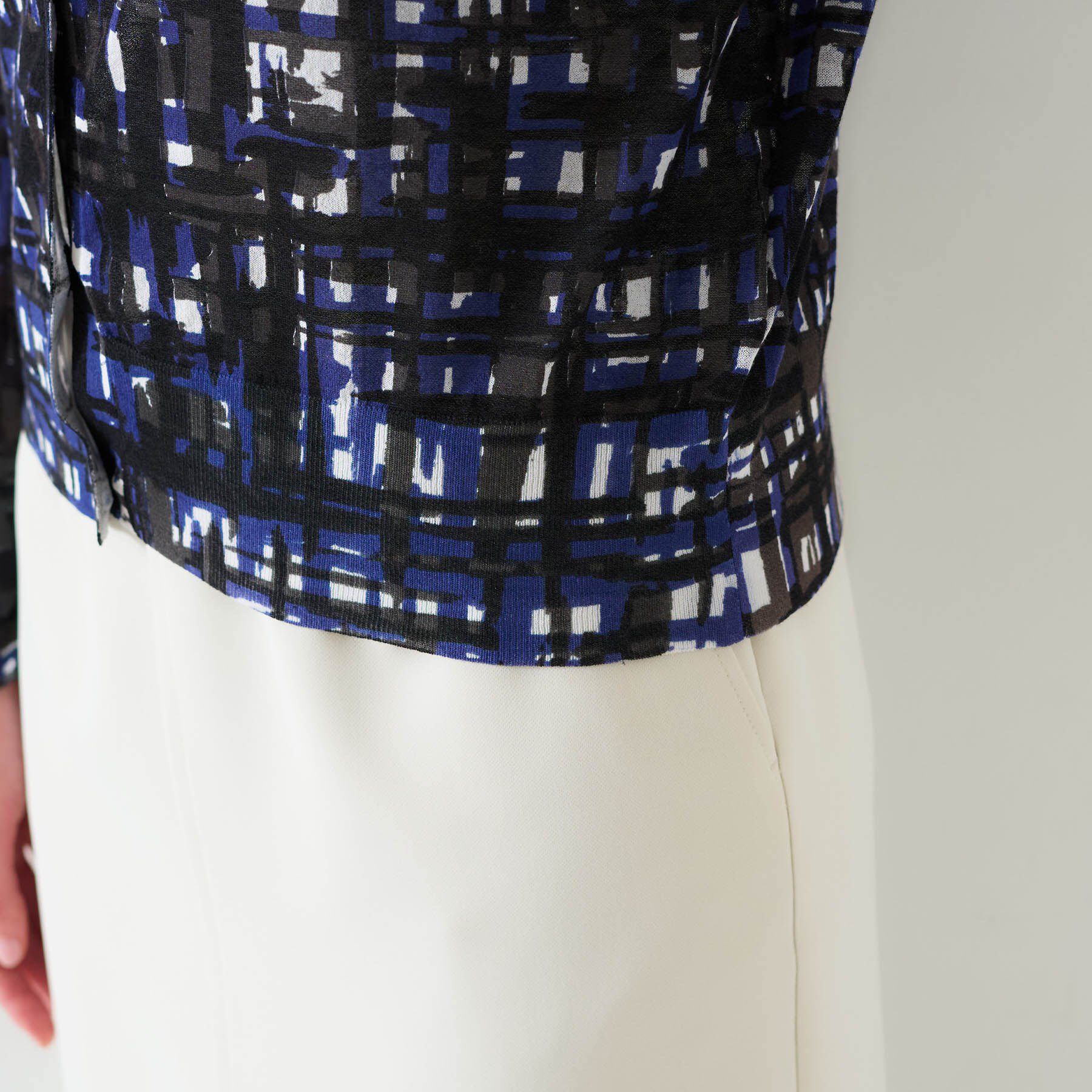 UNTITLED「【セットアップ可能/アンサンブル可能/シアー】チェックプリント カーディガンニット」|カーディガン|