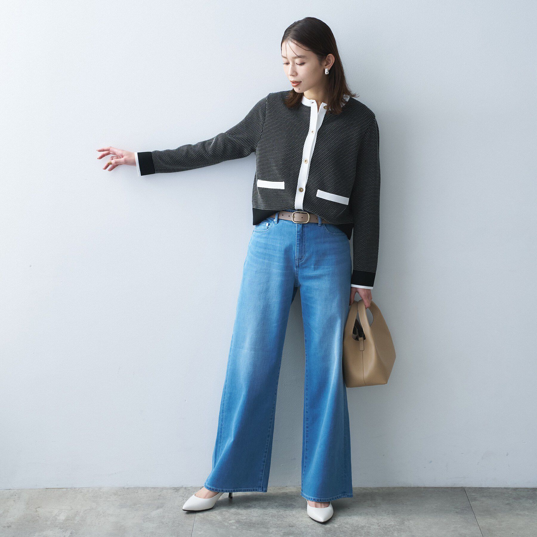 UNTITLED「【セットアップ可/ツイード風】配色ハイゲージニットカーディガン」|カーディガン|