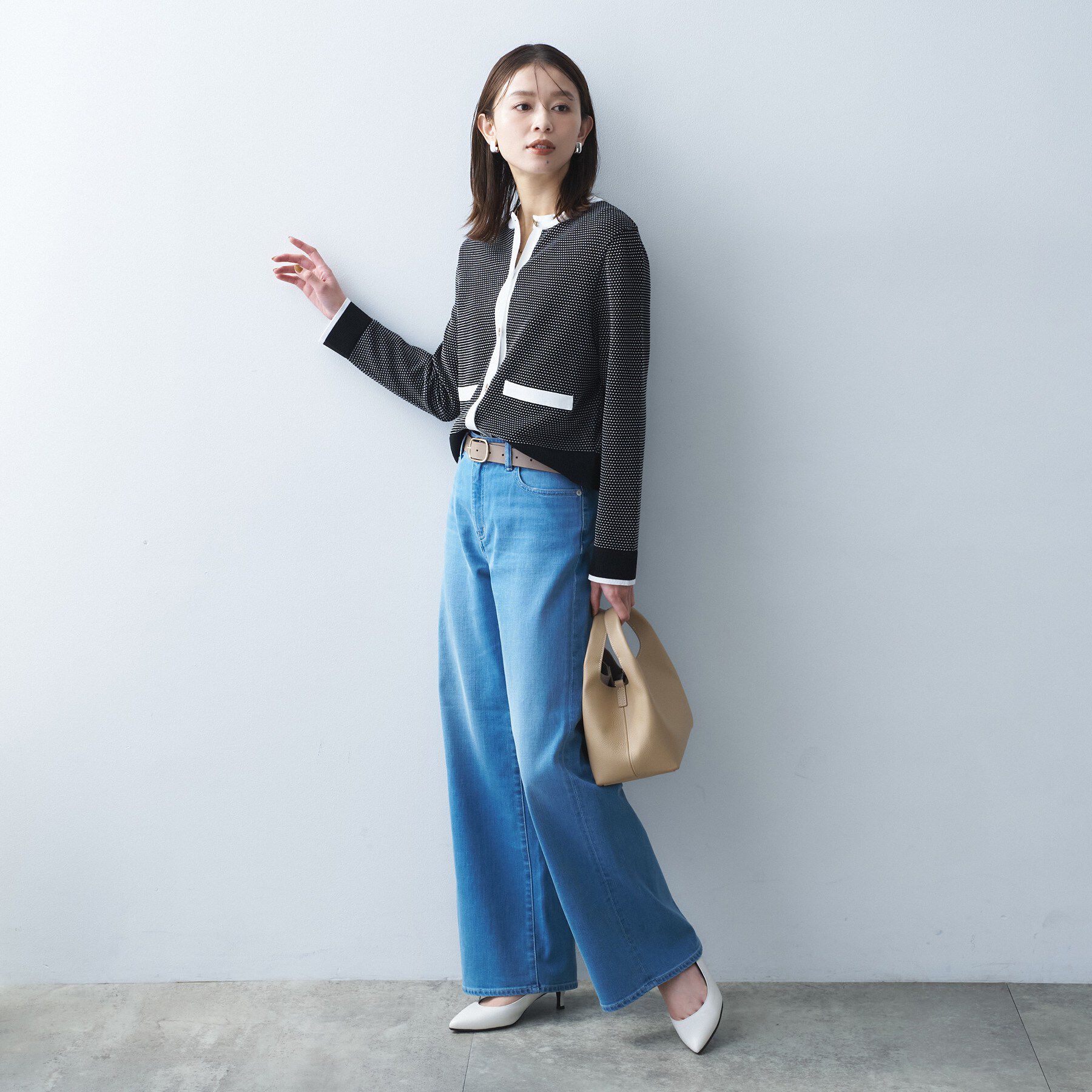 UNTITLED「【セットアップ可/ツイード風】配色ハイゲージニットカーディガン」|カーディガン|