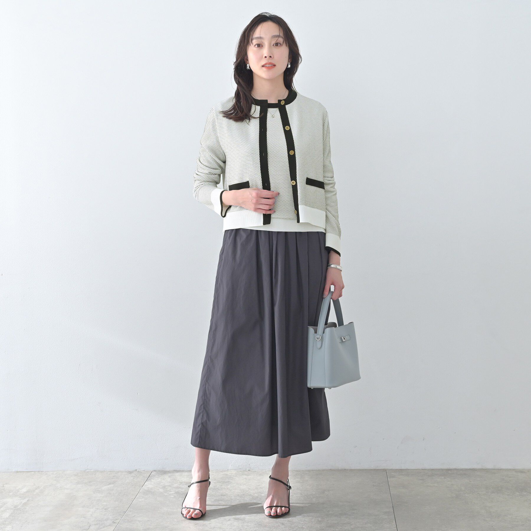 UNTITLED「【セットアップ可/ツイード風】配色ハイゲージニットカーディガン」|カーディガン|