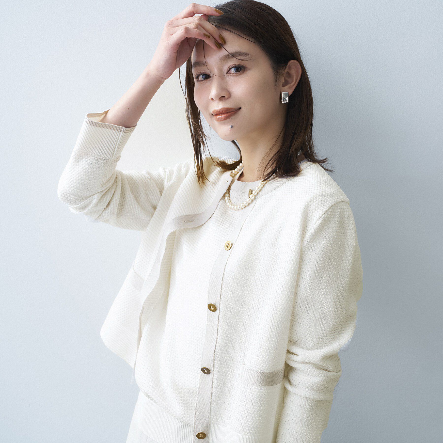 UNTITLED「【セットアップ可/ツイード風】配色ハイゲージニットカーディガン」|カーディガン|