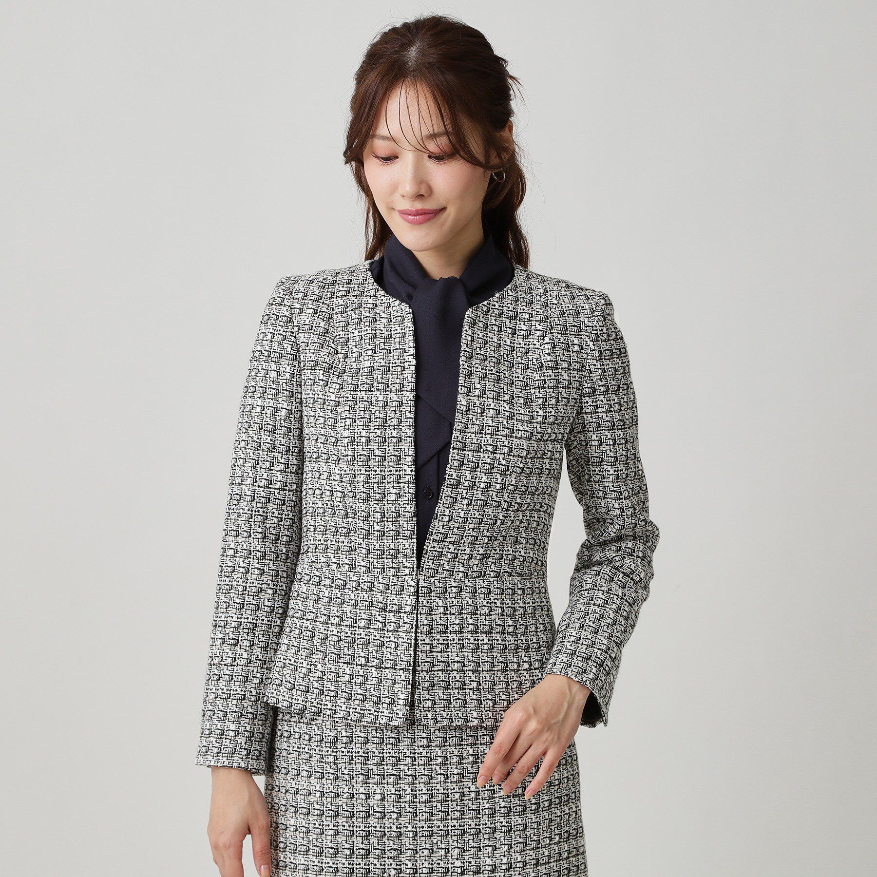 COUP DE CHANCE「【日本製／セットアップ可】ファンシーツィードのノーカラージャケット」|ノーカラージャケット|