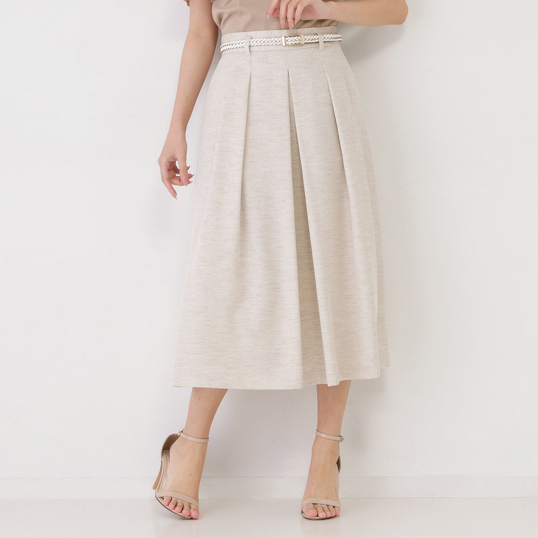 COUP DE CHANCE「【手洗い可／日本製】タックフレアスカート」|スカート|グレージュ(050)