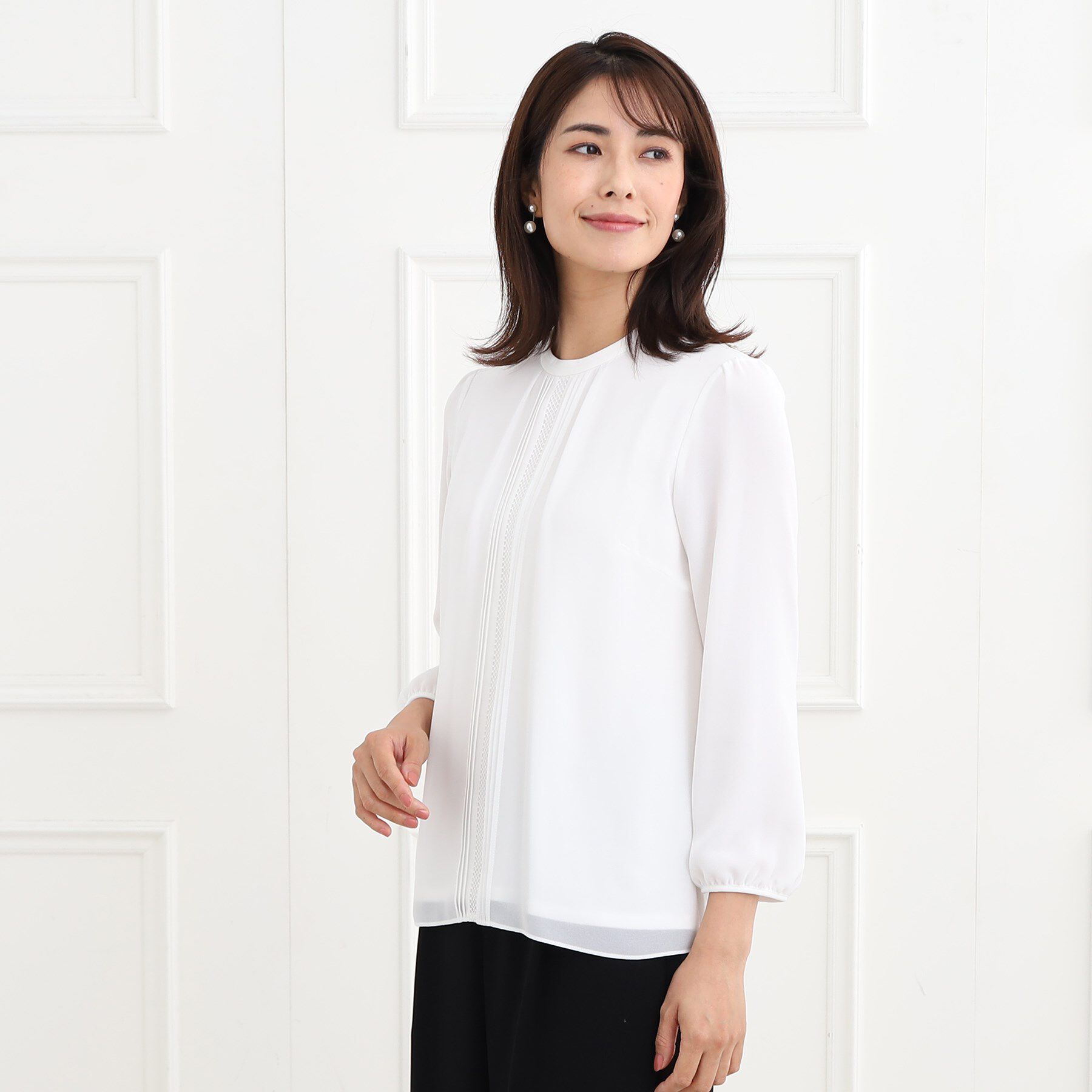 Reflect「【マシンウォッシュ可】フロントレースブラウス」|シャツ・ブラウス|