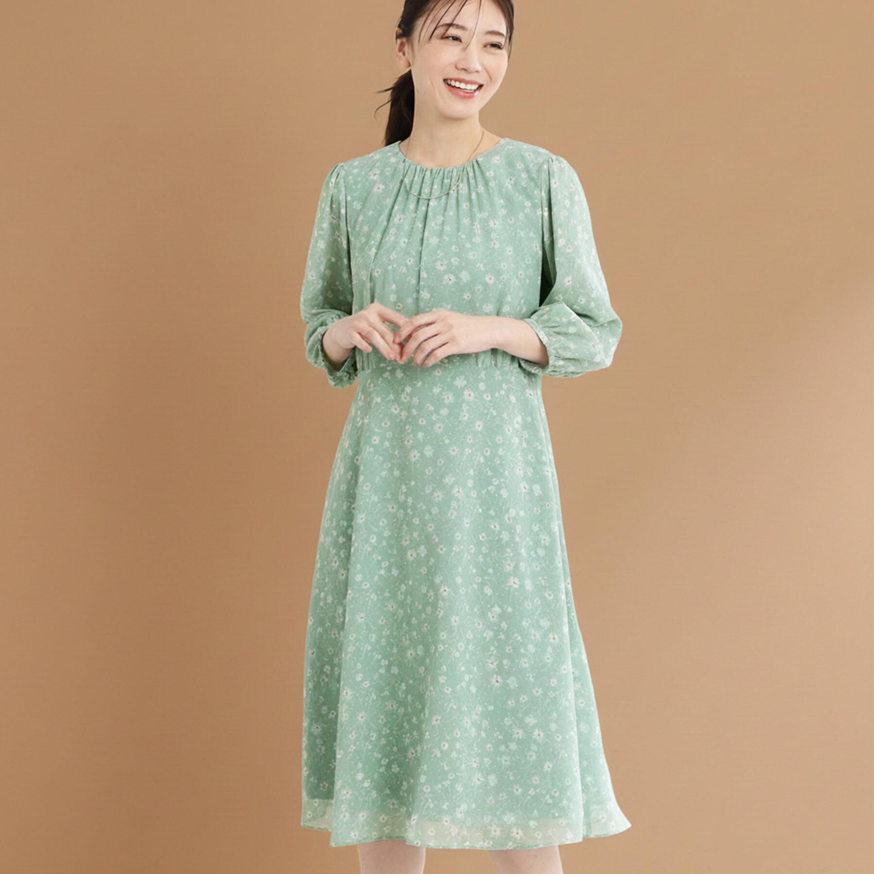Reflect「【マシンウォッシュ可】フラワープリントワンピース」|ワンピース|ミントグリーン(12