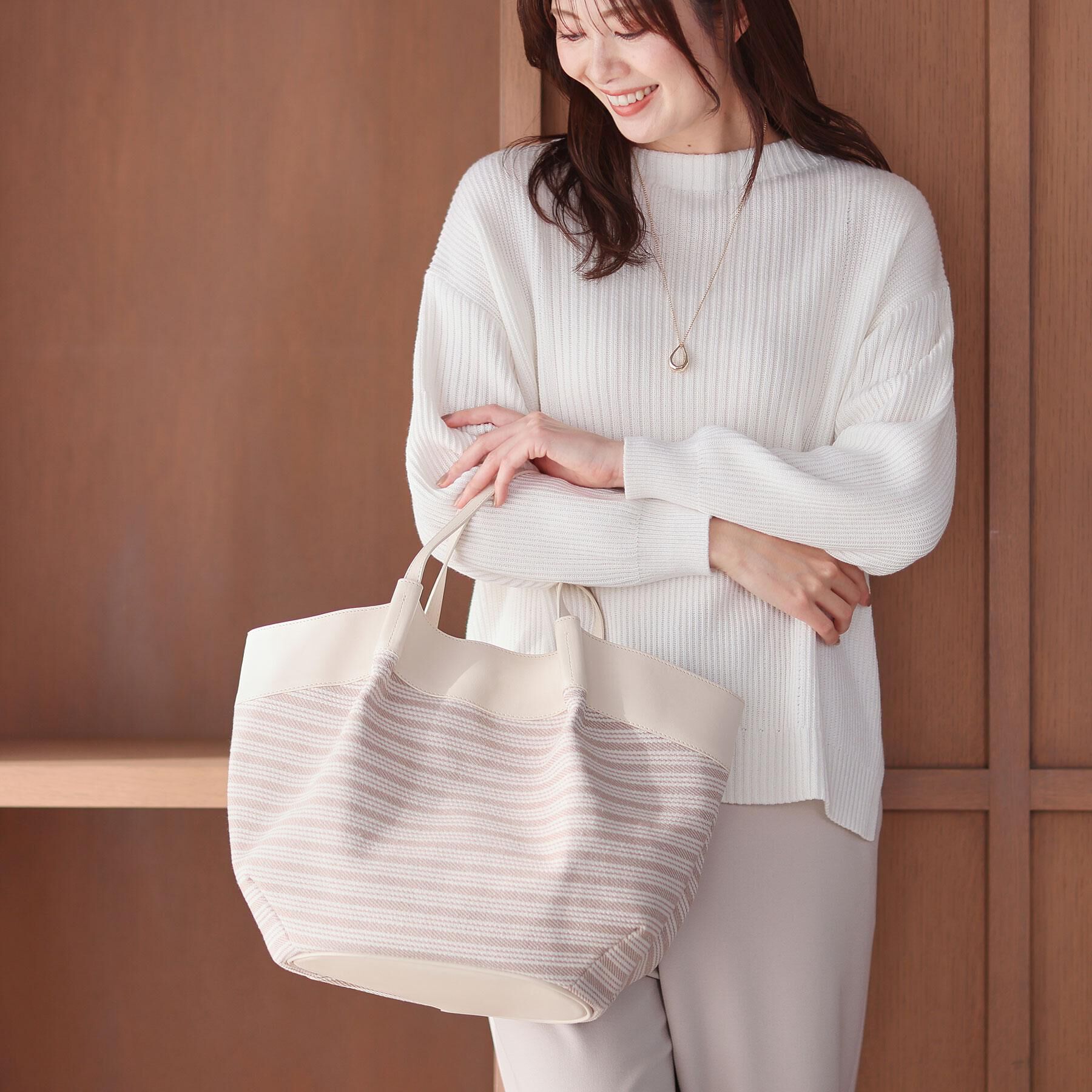 Reflect「【しっかり容量◎】キャンバス地ボーダートートバッグ」|トートバッグ|