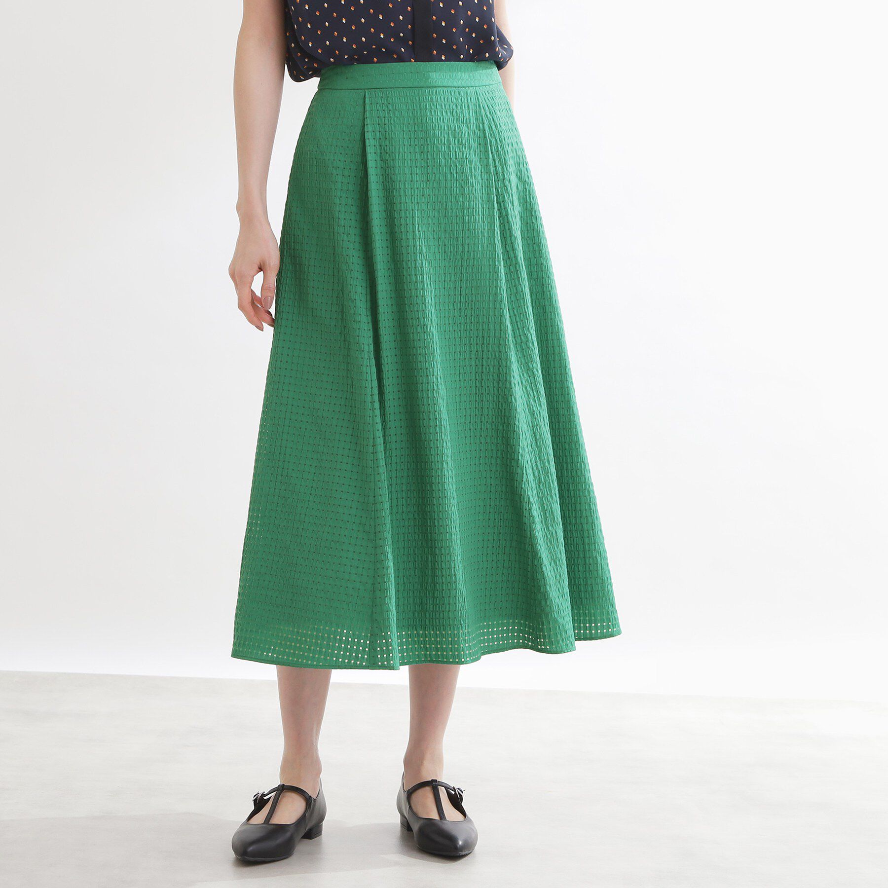 Reflect「【選べる2柄／セットアップ可】フレアシルエットスカート」|スカート|グリーン(222)