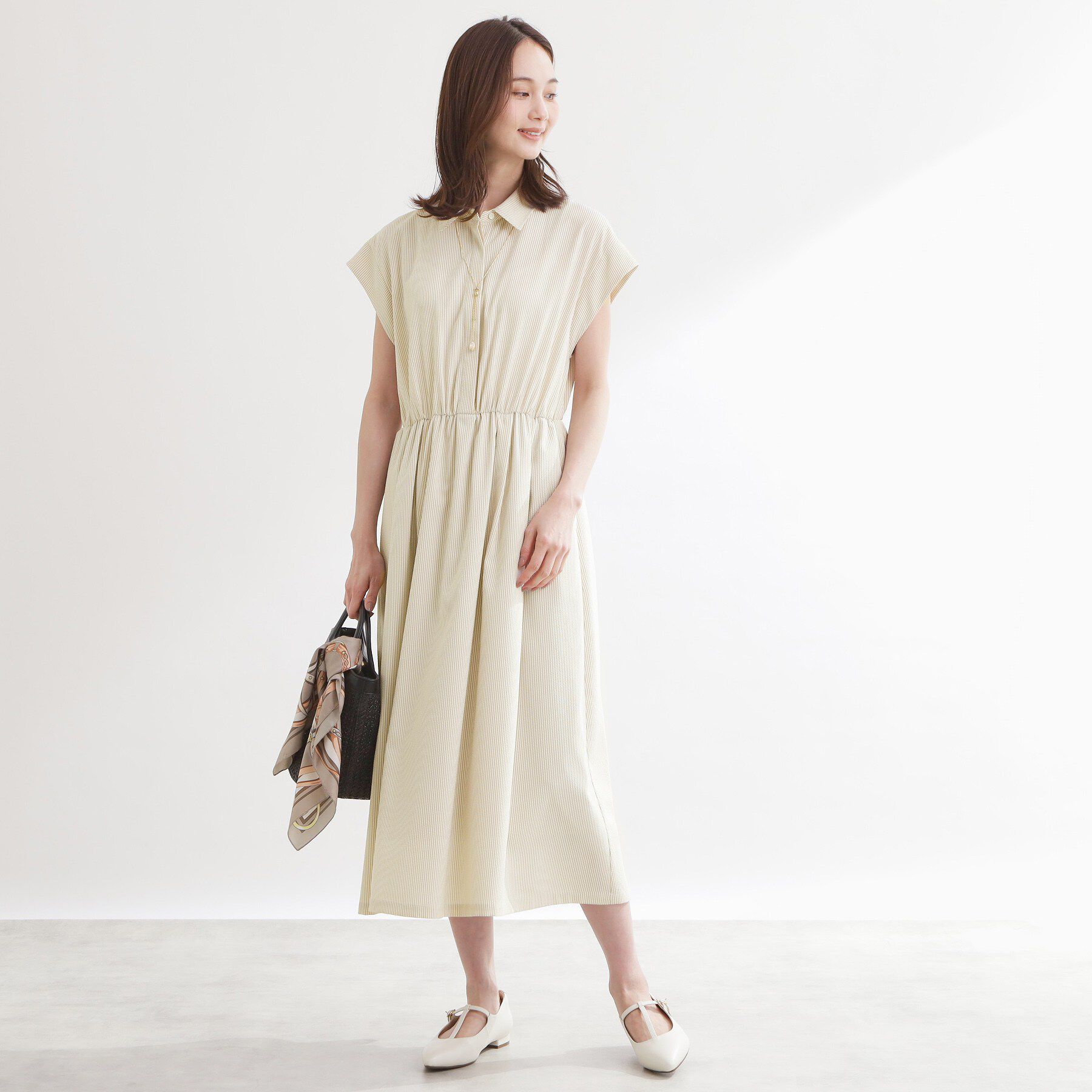 Reflect「フレンチスリーブシャツワンピース」|ワンピース|