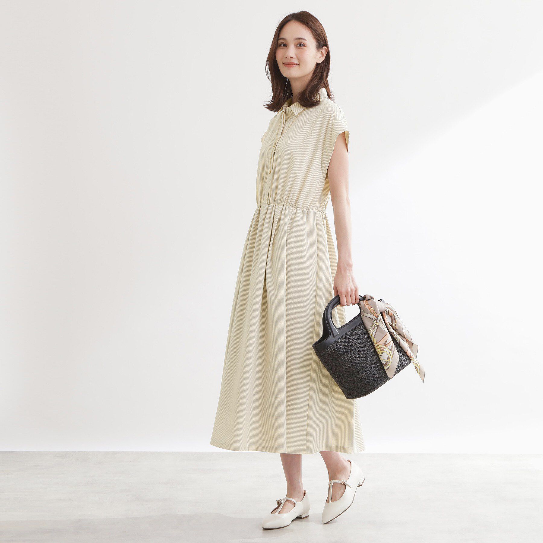 Reflect「フレンチスリーブシャツワンピース」|ワンピース|