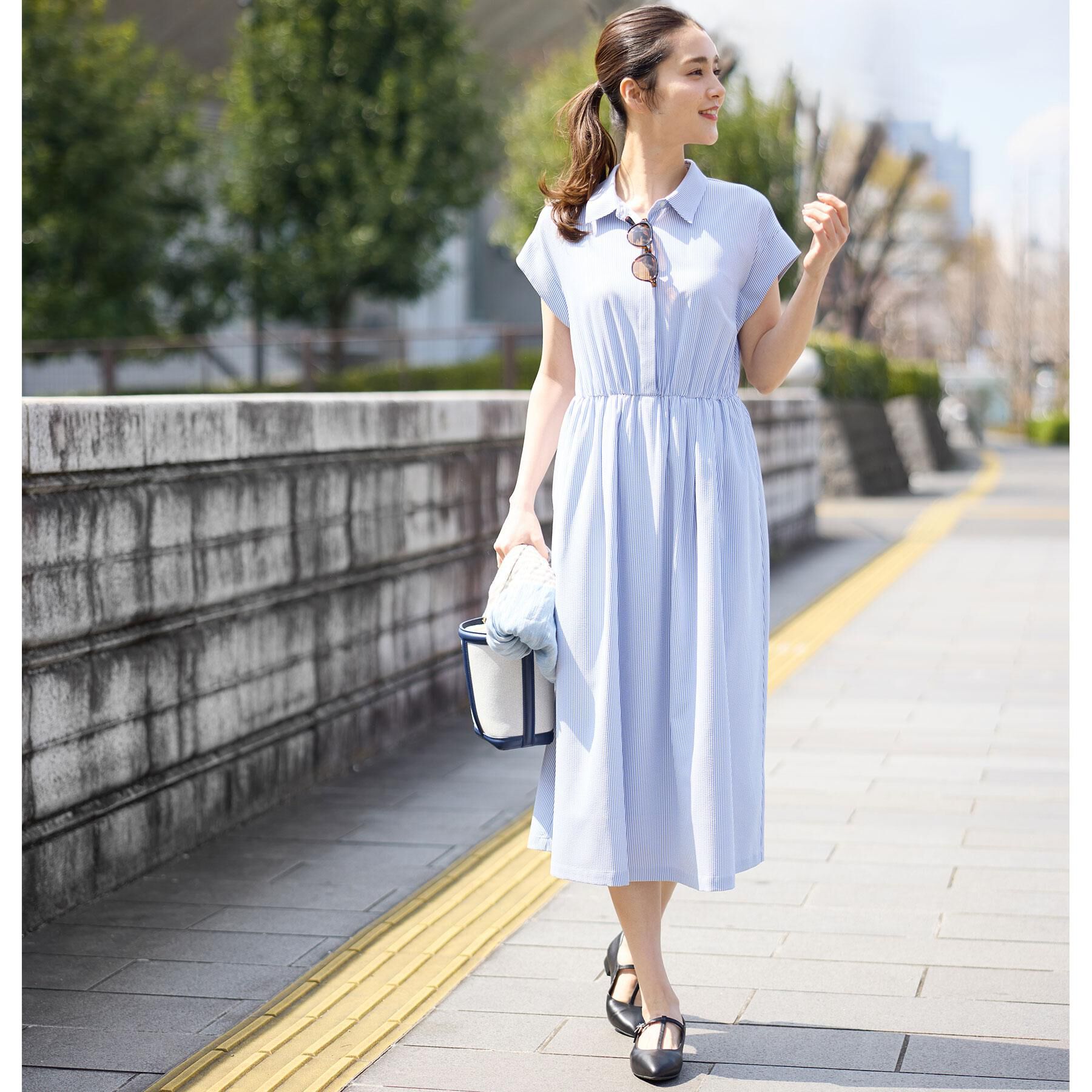 Reflect「フレンチスリーブシャツワンピース」|ワンピース|