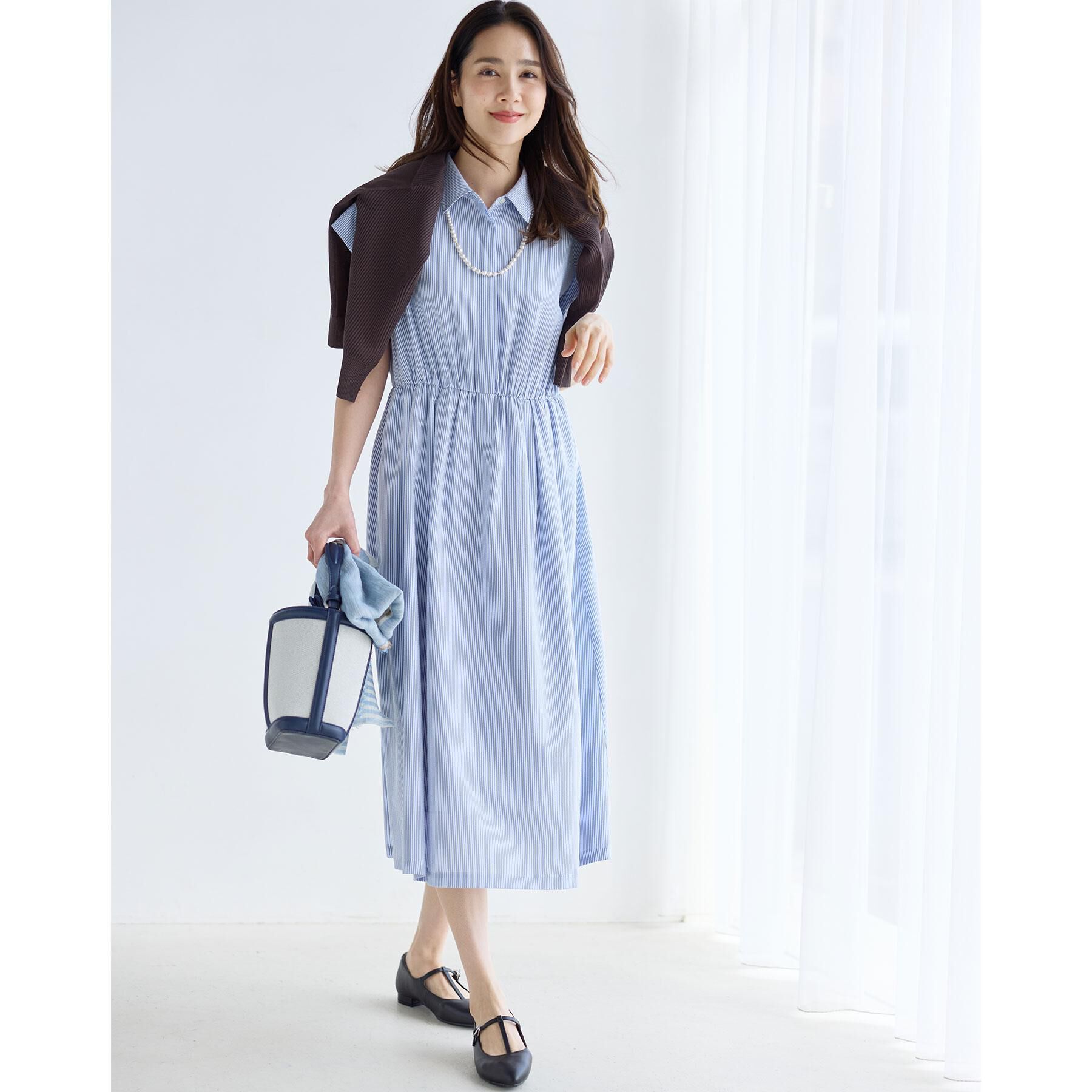 Reflect「フレンチスリーブシャツワンピース」|ワンピース|