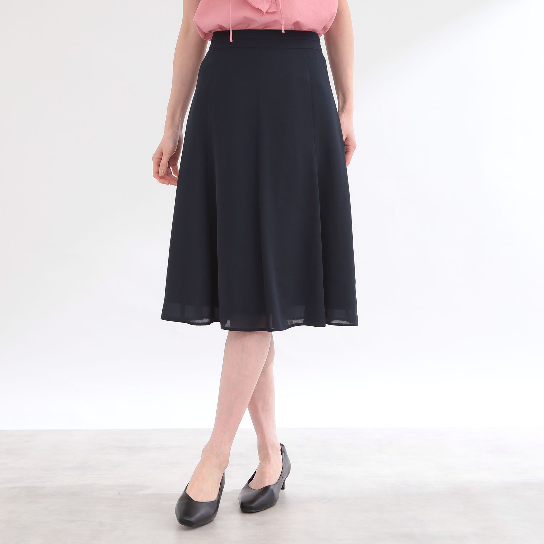 Reflect「ウエスト切り替えフレアスカート」|スカート|ネイビー(094)