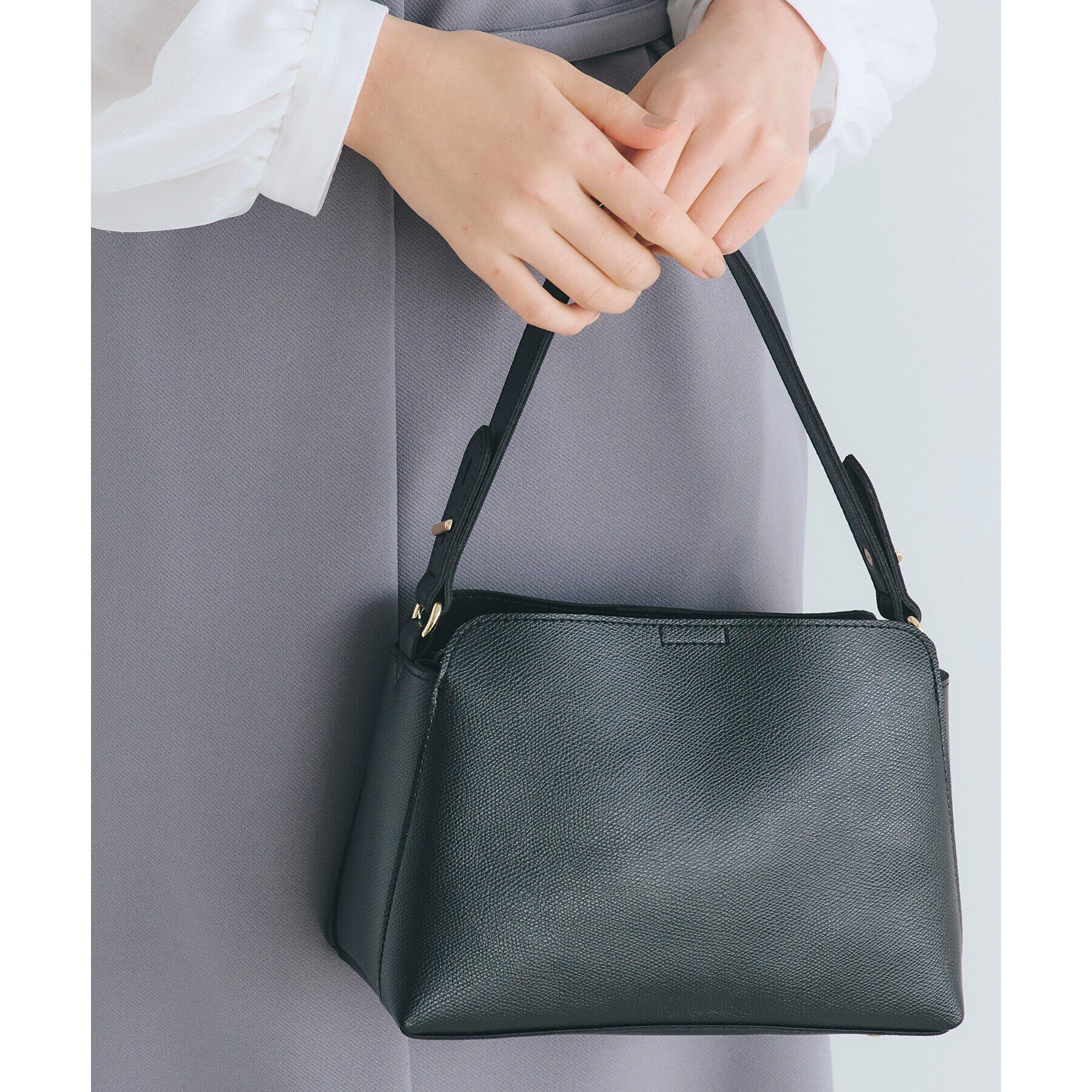 grove「【雑誌掲載】人間工学シンプルダブルショルダー【入卒対応可】」|ショルダー・メッセンジャー|ブラック(019)