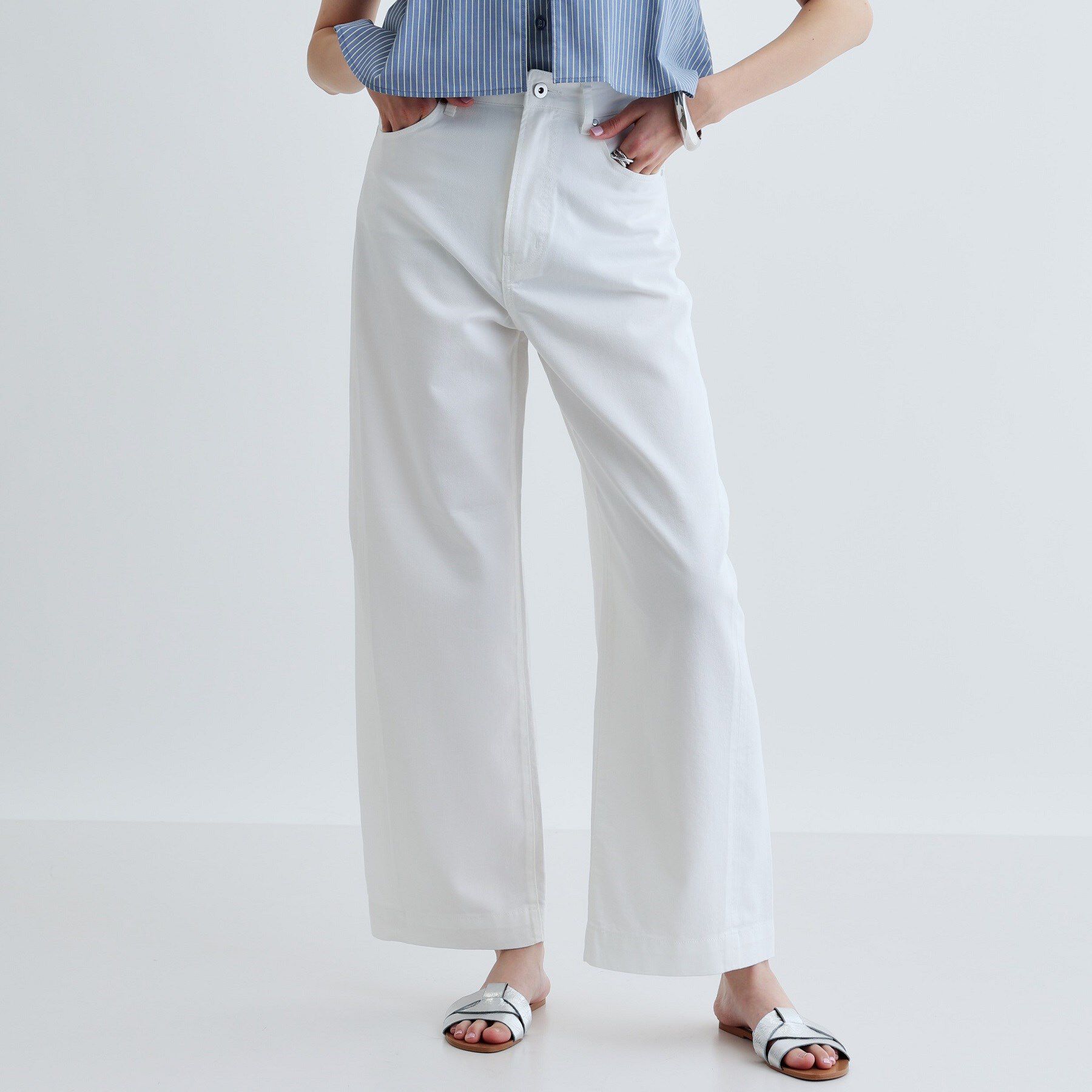 GALLEST「ライトワイドデニム」|デニム|ホワイト(001)