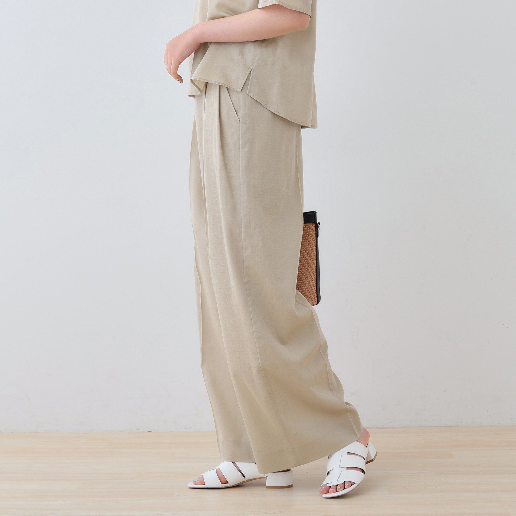 INDIVI「【日本製／SETUP可能】ガーゼ素材ワイドパンツ」|その他|