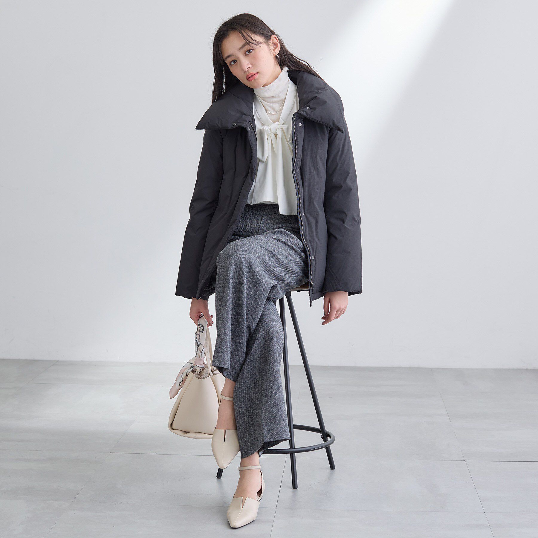 INDIVI「【褒められパンツ/ウール調素材】ラメ混ワイドパンツ」|その他|