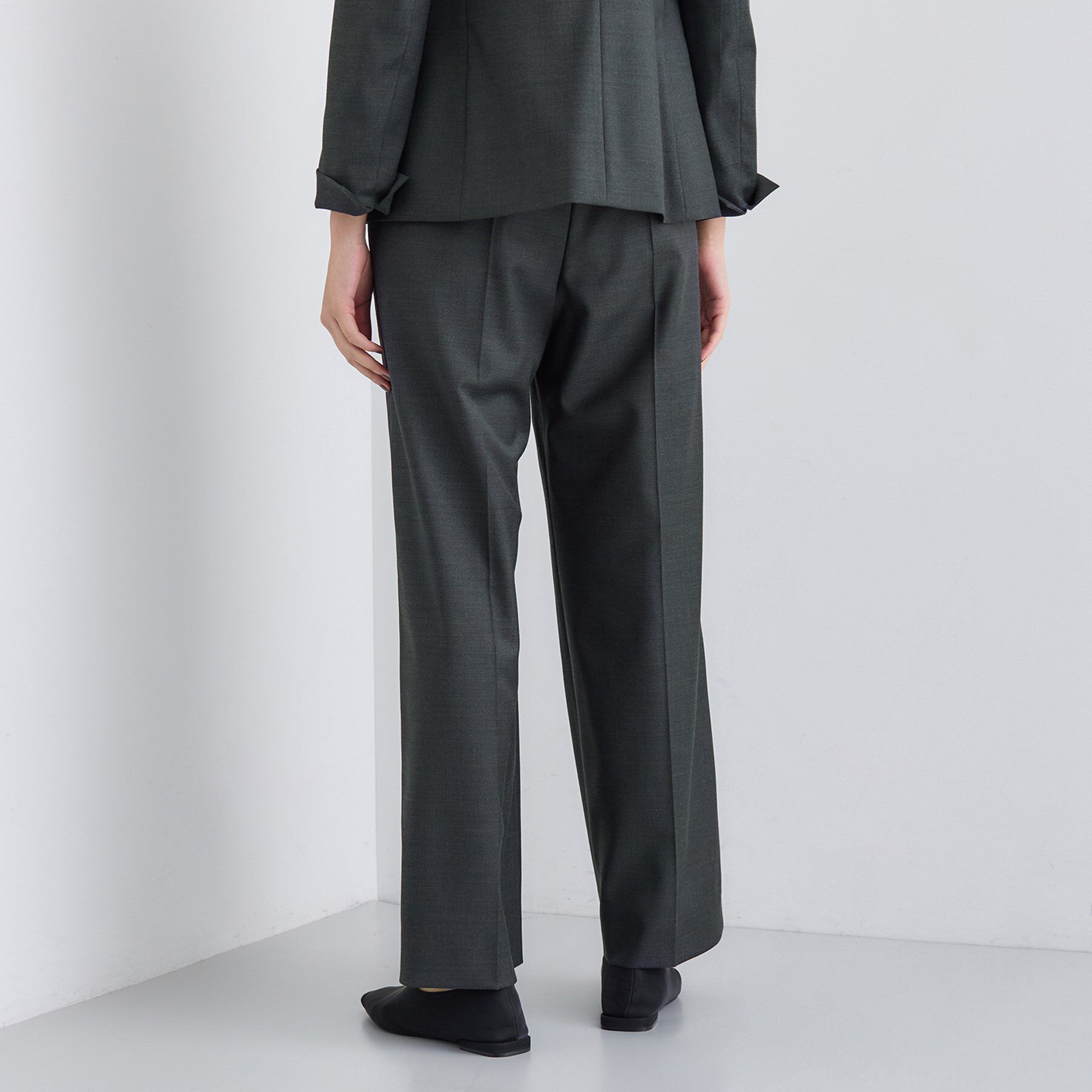 INDIVI「【日本製／スーツ／通勤】シルクウールストレッチ ワイドパンツ」|スーツ|