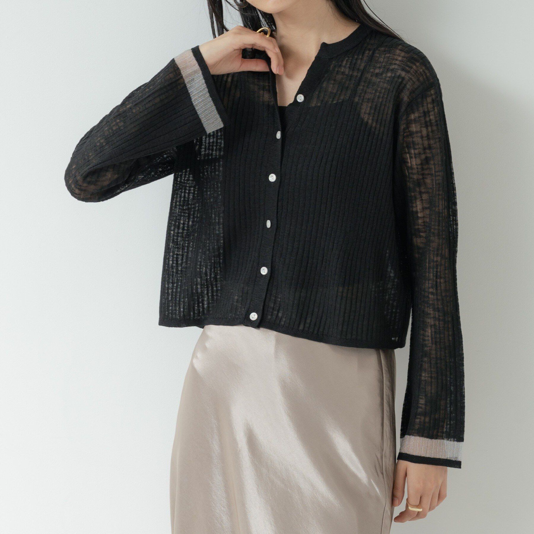 GALLEST「シアーフレアスリーブカーディガン【接触冷感】」|カーディガン|