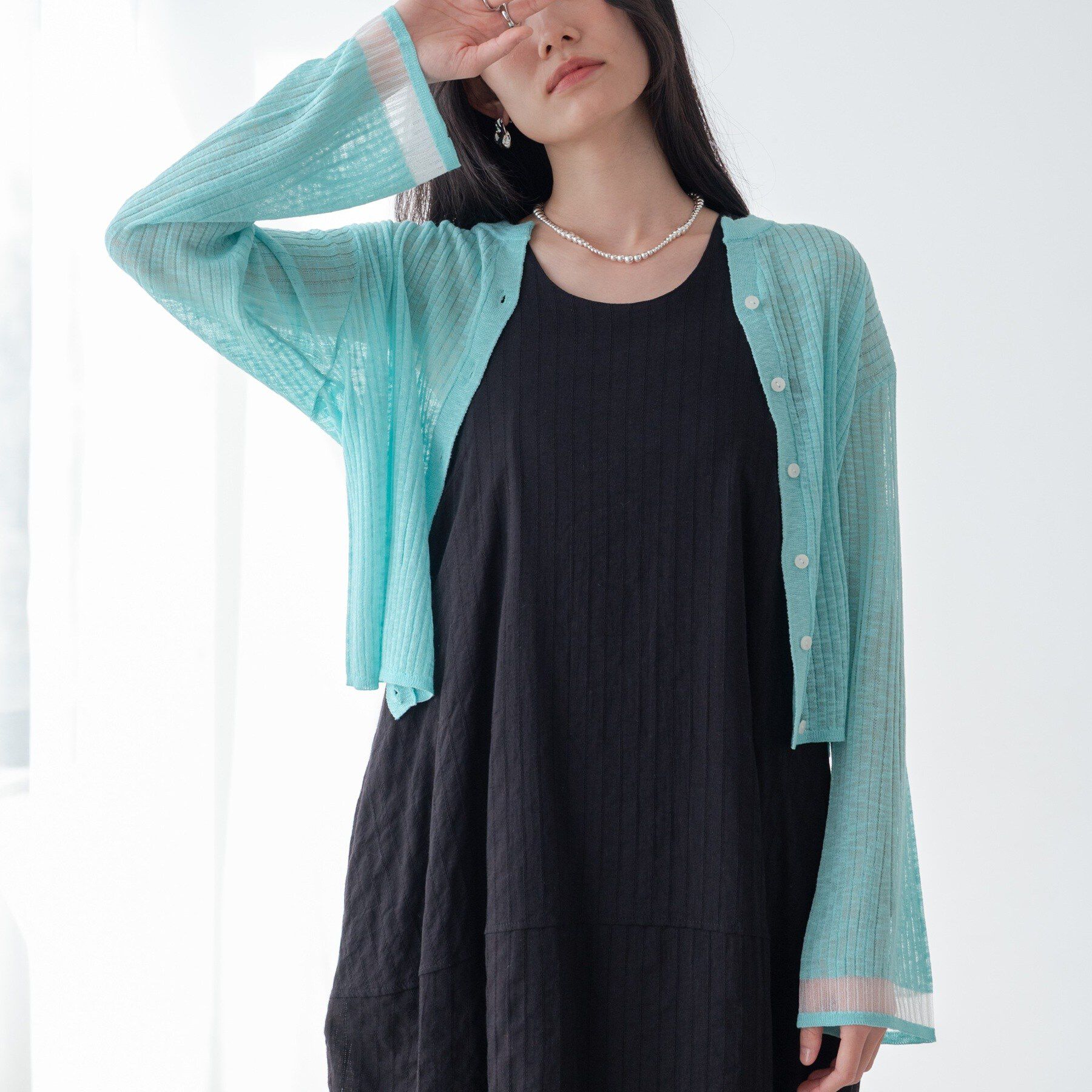 GALLEST「シアーフレアスリーブカーディガン【接触冷感】」|カーディガン|