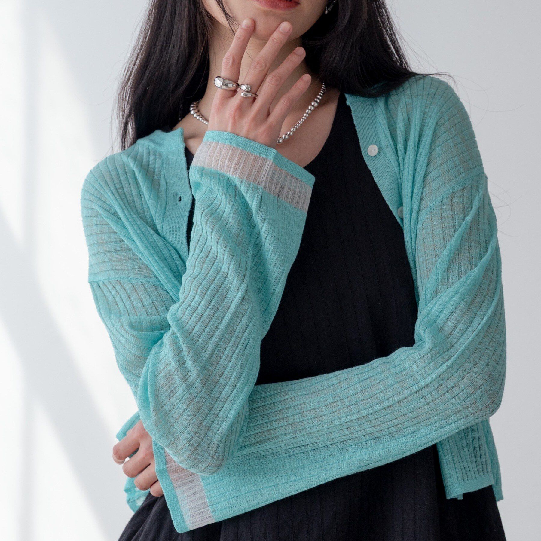 GALLEST「シアーフレアスリーブカーディガン【接触冷感】」|カーディガン|