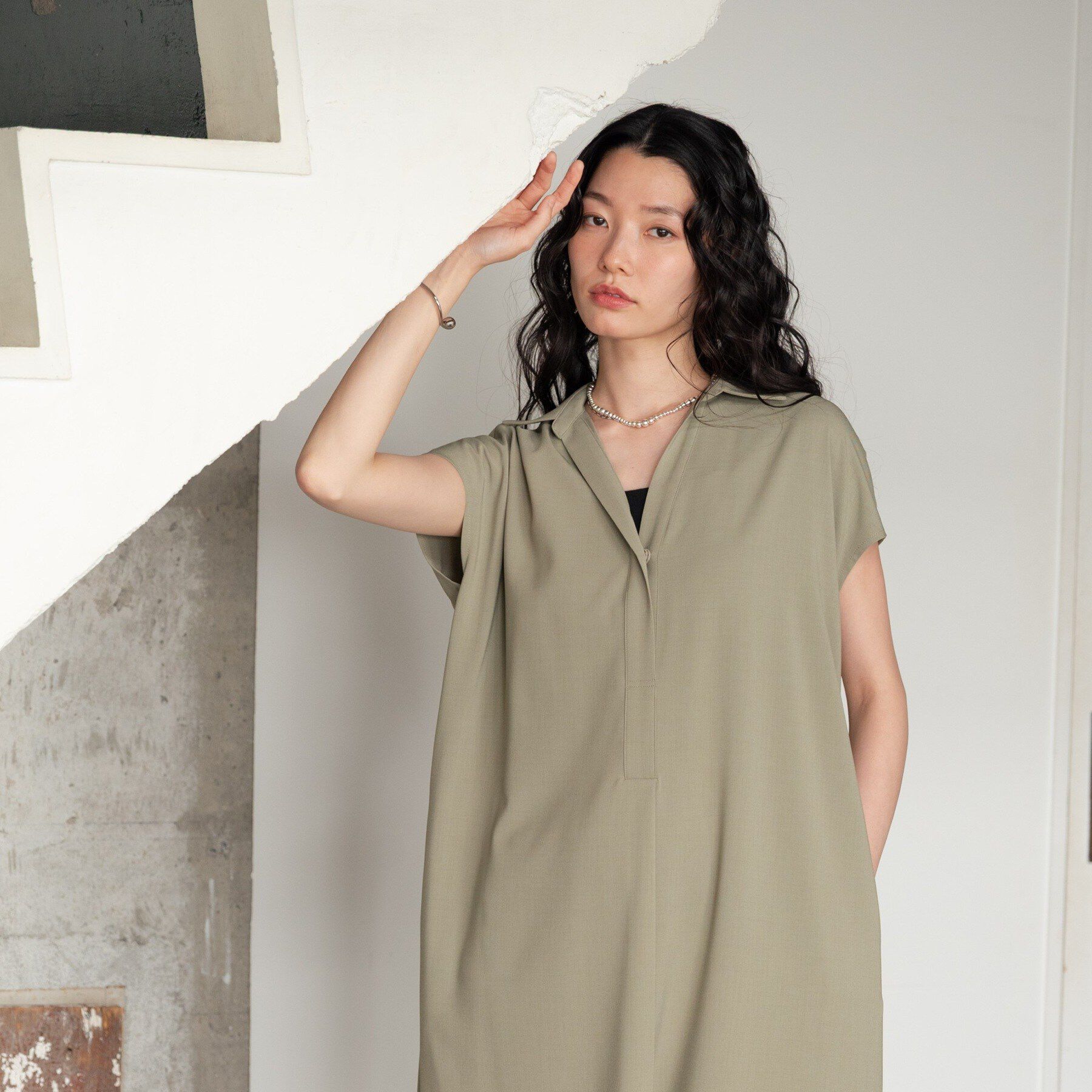 GALLEST「Comfy SET UP｜スキッパーワンピース【通勤／接触冷感／UVカット】」|ワンピース|