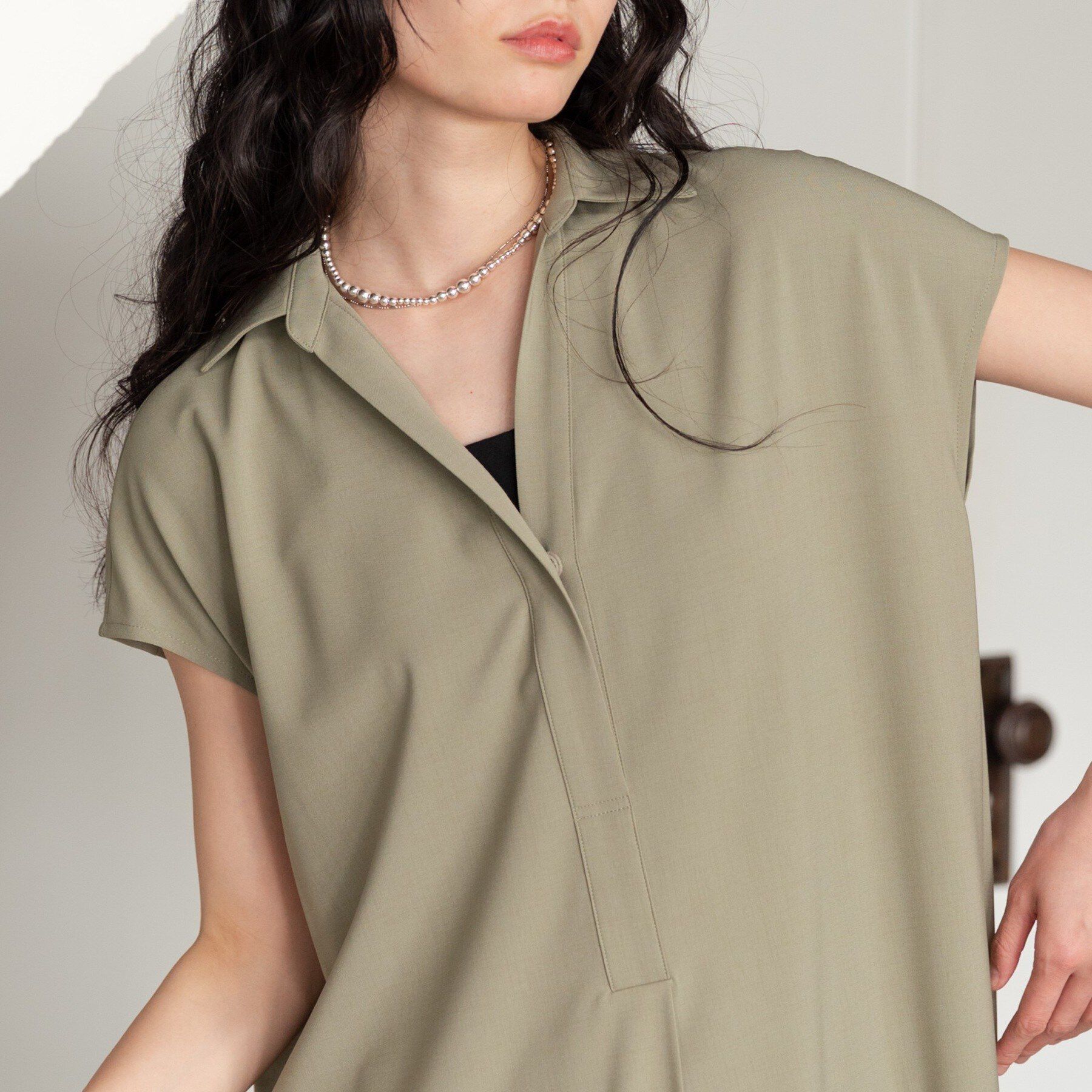 GALLEST「Comfy SET UP｜スキッパーワンピース【通勤／接触冷感／UVカット】」|ワンピース|