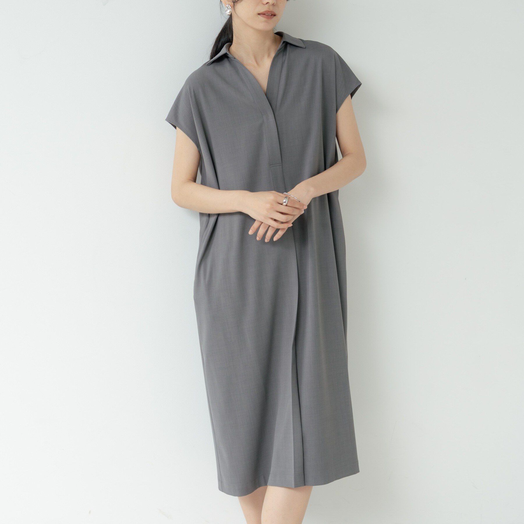 GALLEST「Comfy SET UP｜スキッパーワンピース【通勤／接触冷感／UVカット】」|ワンピース|
