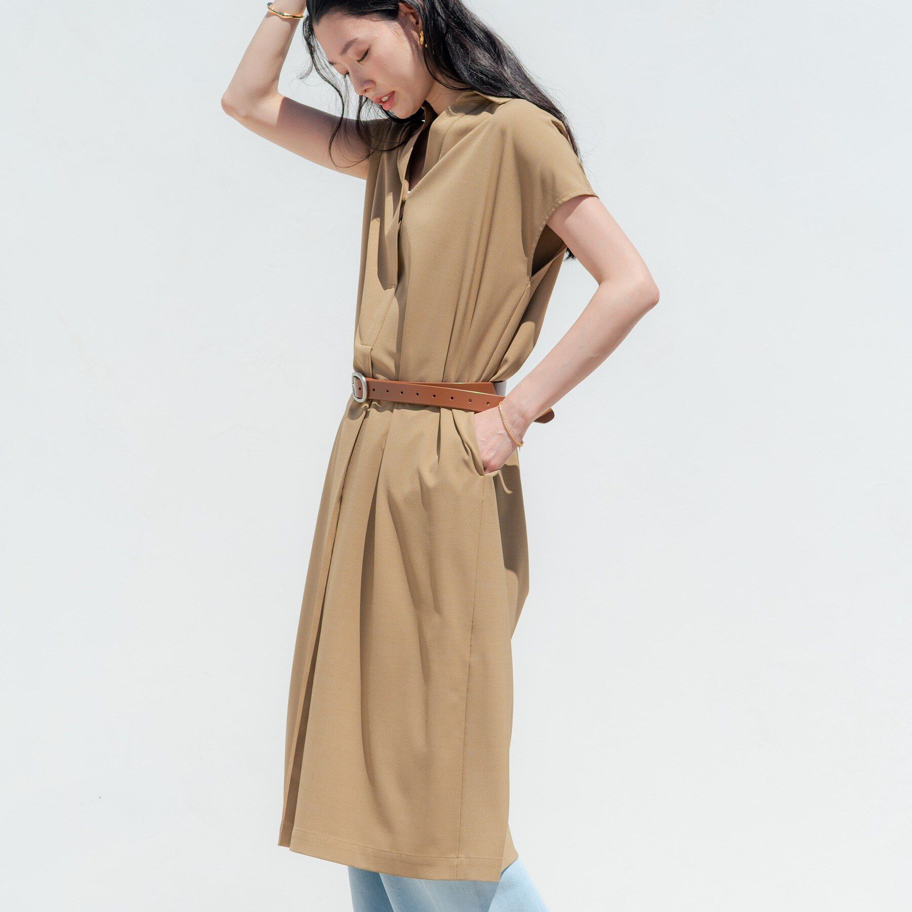 GALLEST「Comfy SET UP｜スキッパーワンピース【通勤／接触冷感／UVカット】」|ワンピース|