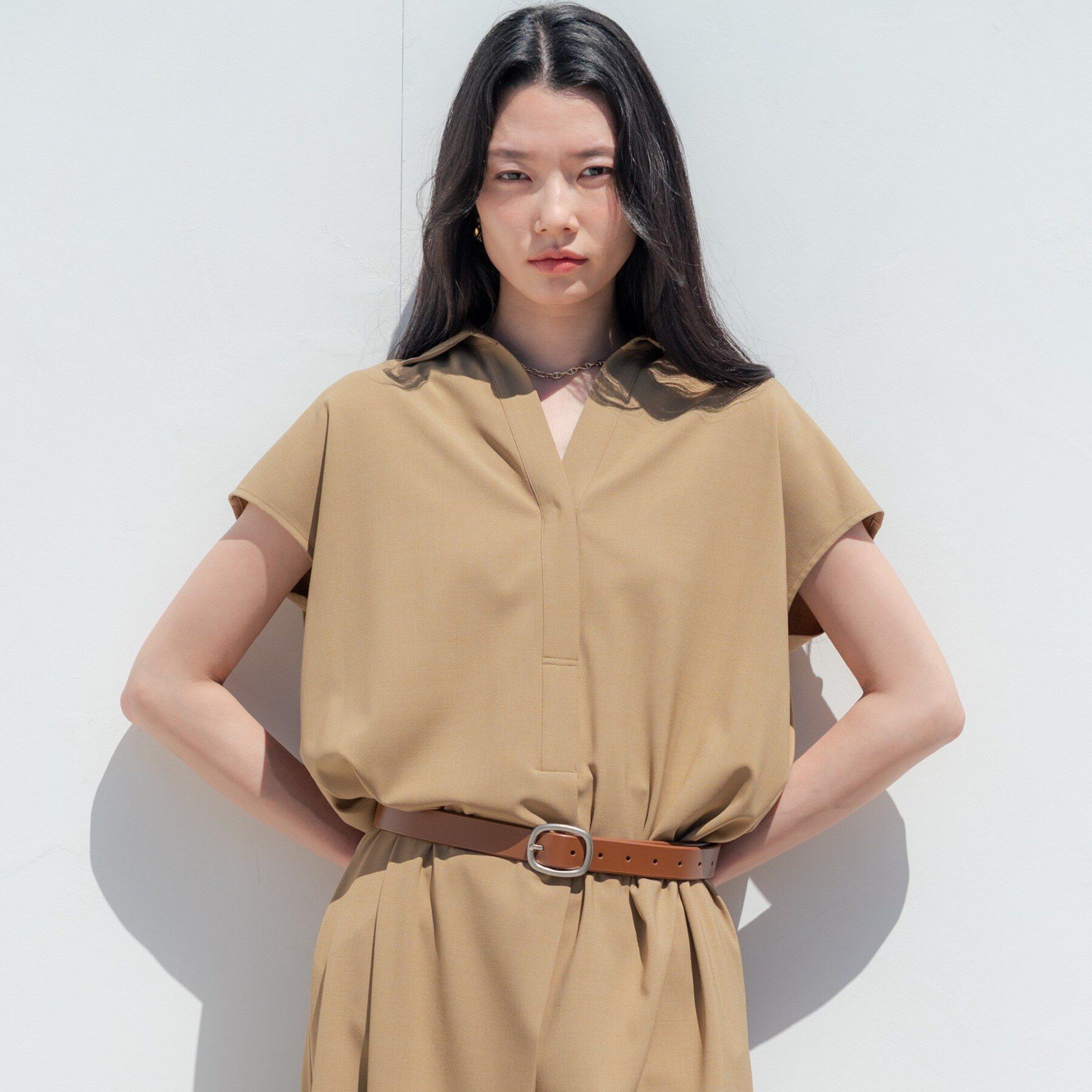 GALLEST「Comfy SET UP｜スキッパーワンピース【通勤／接触冷感／UVカット】」|ワンピース|