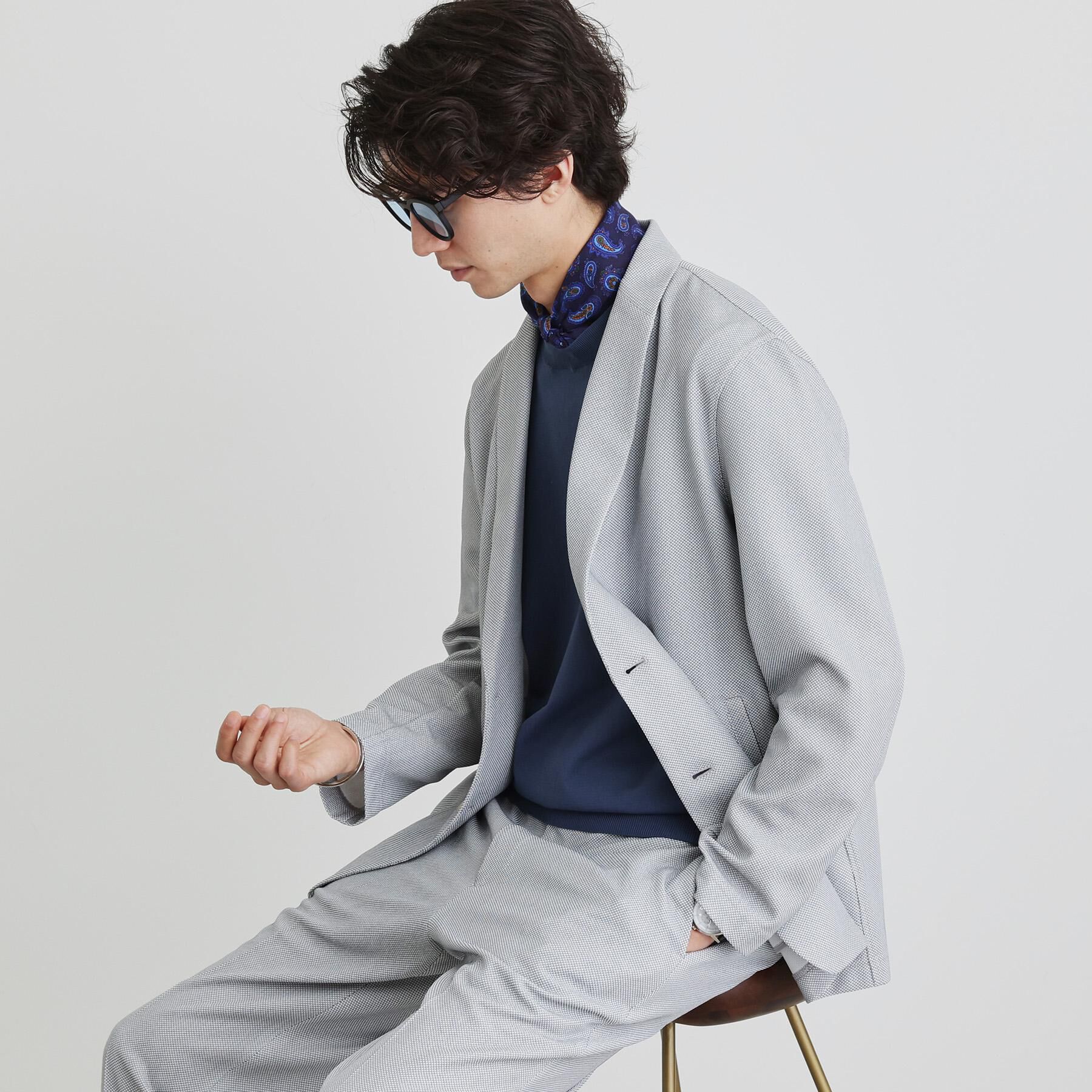 TAKEO KIKUCHI「【尾州織】後染め ドビーメッシュ ショール羽織り」|カーディガン|