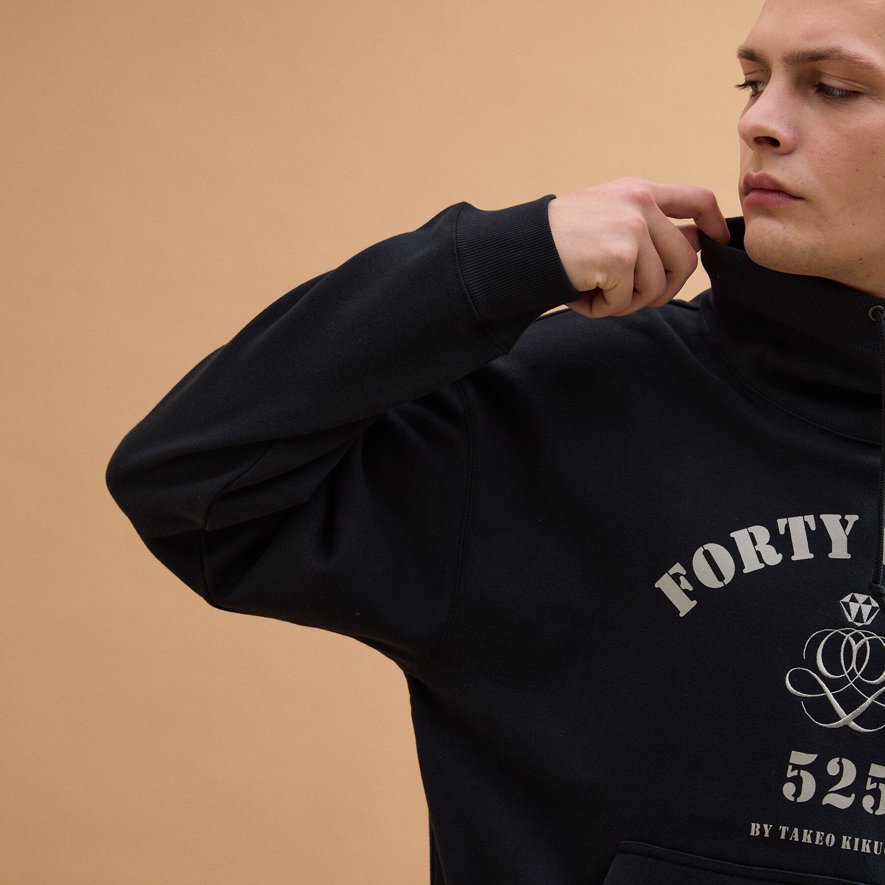 40CARATS&525「カレッジ風オフタートルジャージ」|パーカー|