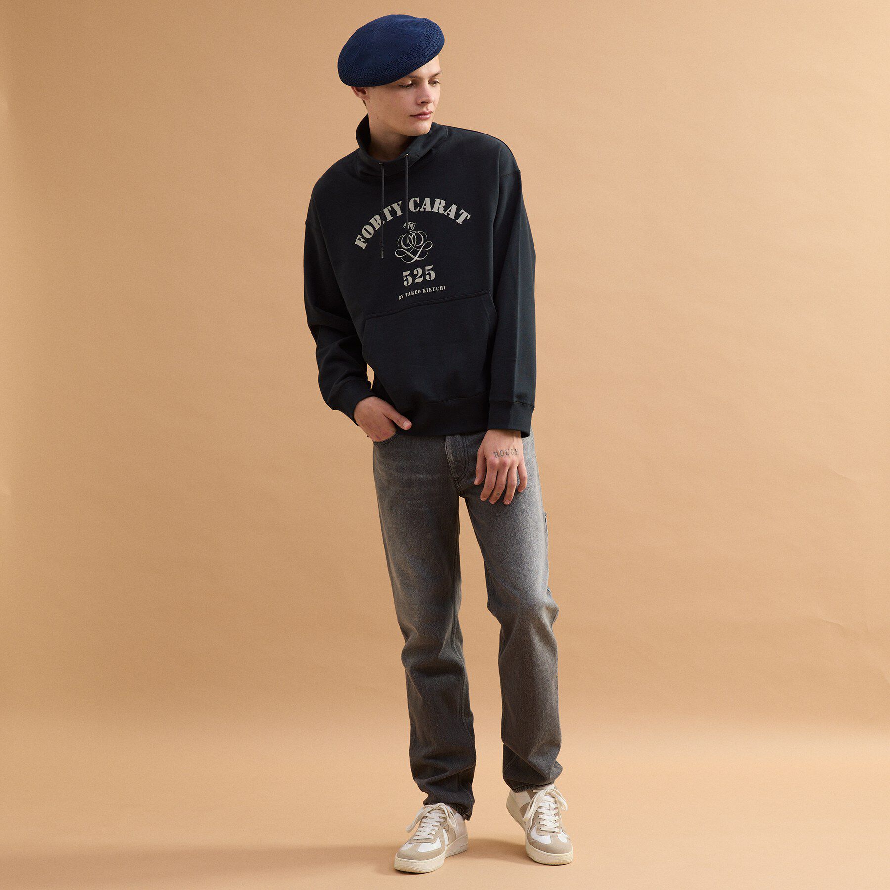 40CARATS&525「カレッジ風オフタートルジャージ」|パーカー|
