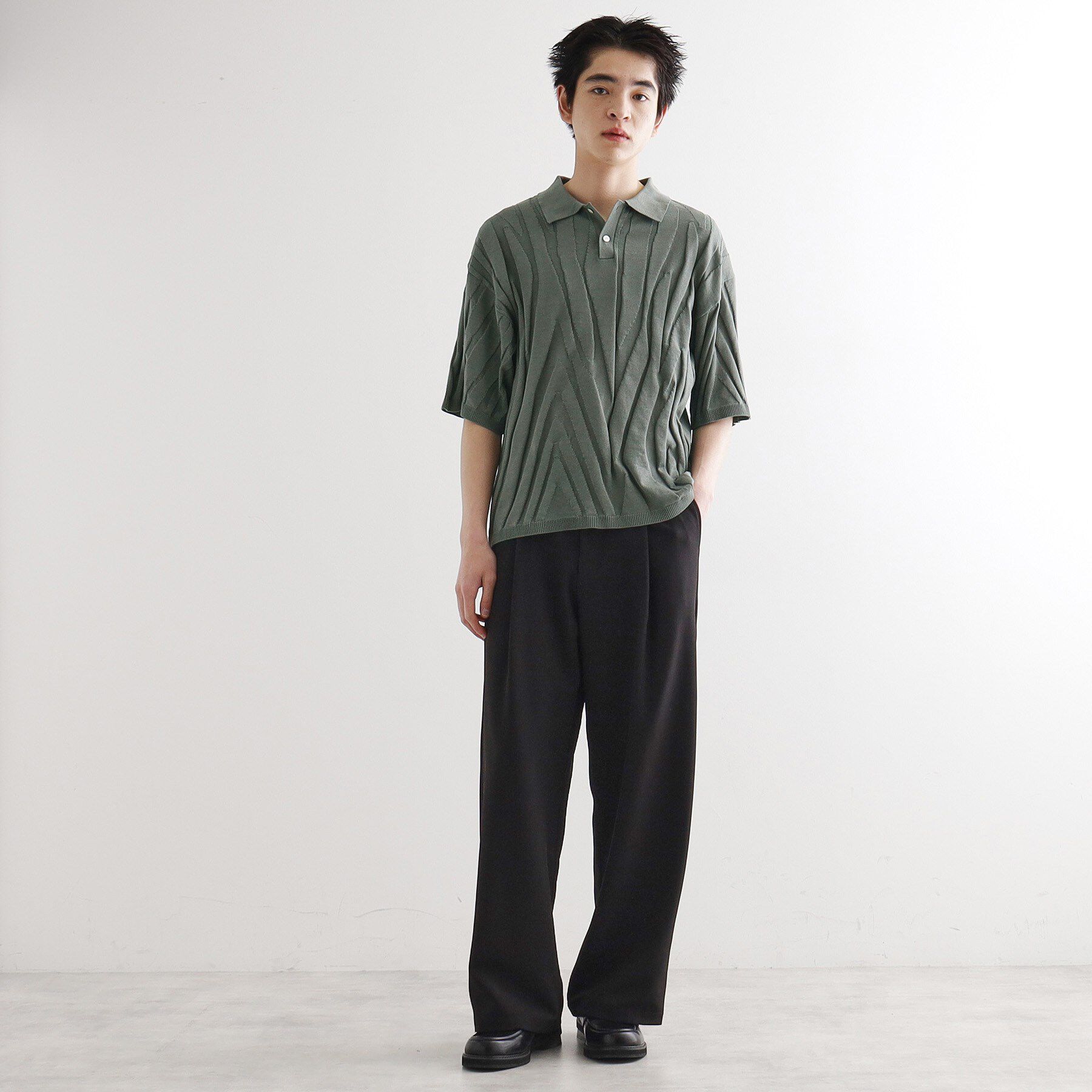 tk.TAKEO KIKUCHI「ジャカードニットポロ」|ニット・セーター|